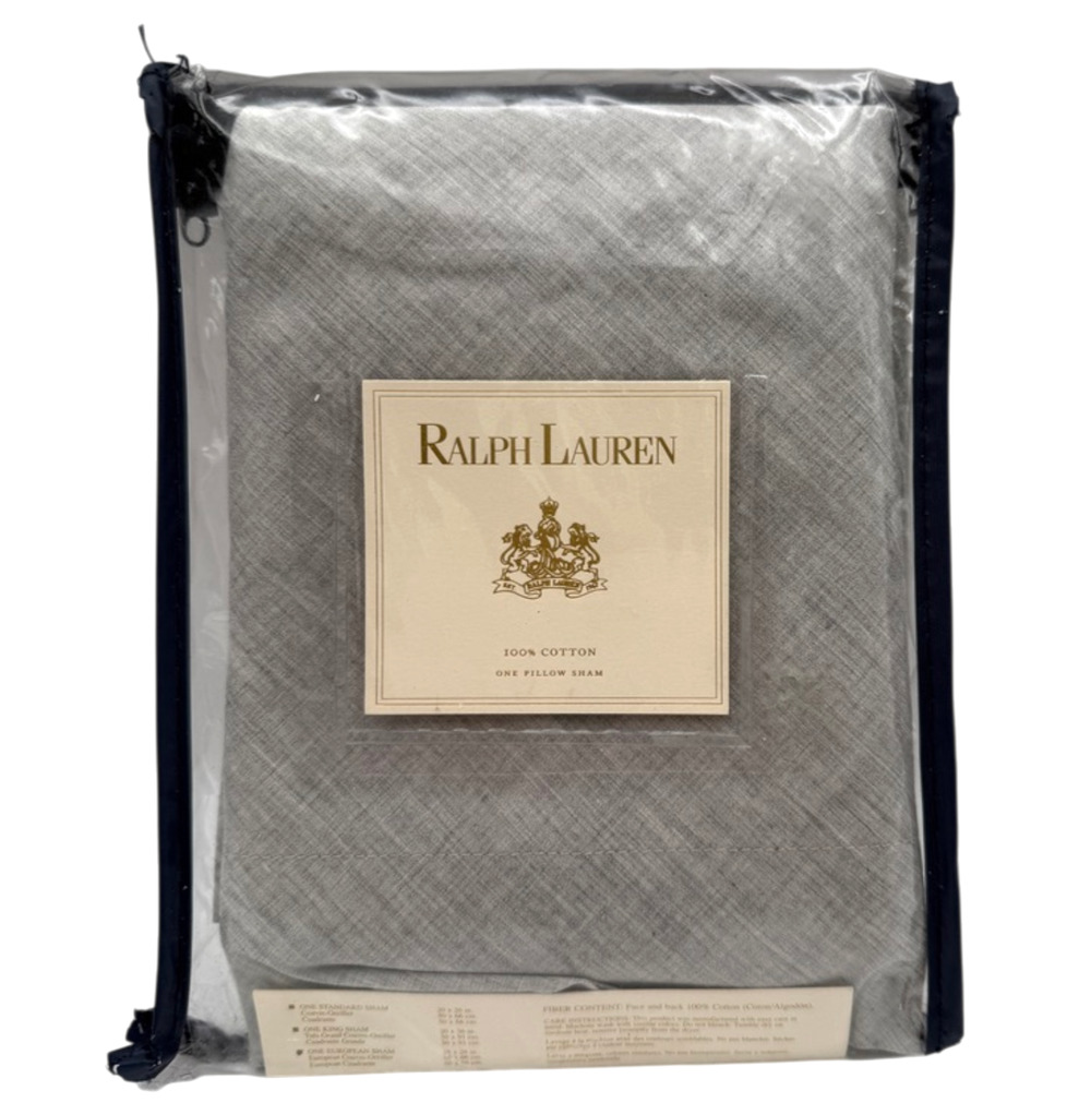 Ralph Lauren (1) Euro Pillow Sham Morgan Heather Light Gray Ardsley Vintage NOS